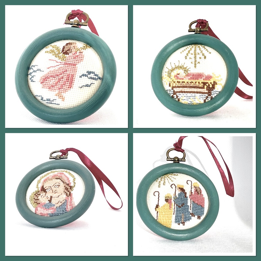 Vintage Needlepoint Christmas Ornaments 4